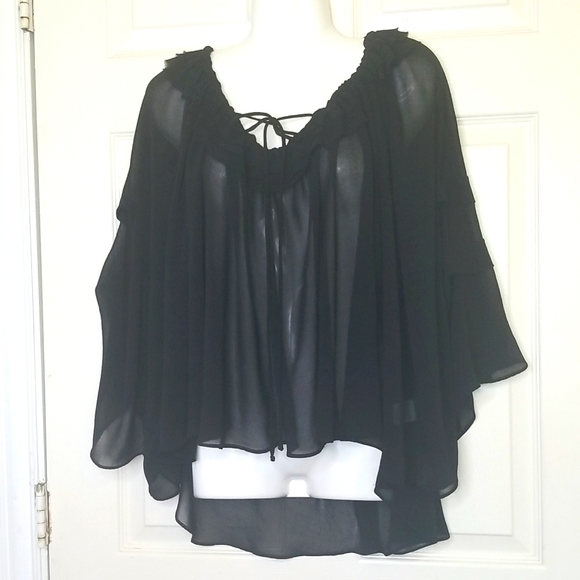 Mystree Tops - Mystree Sheer Black Blouse